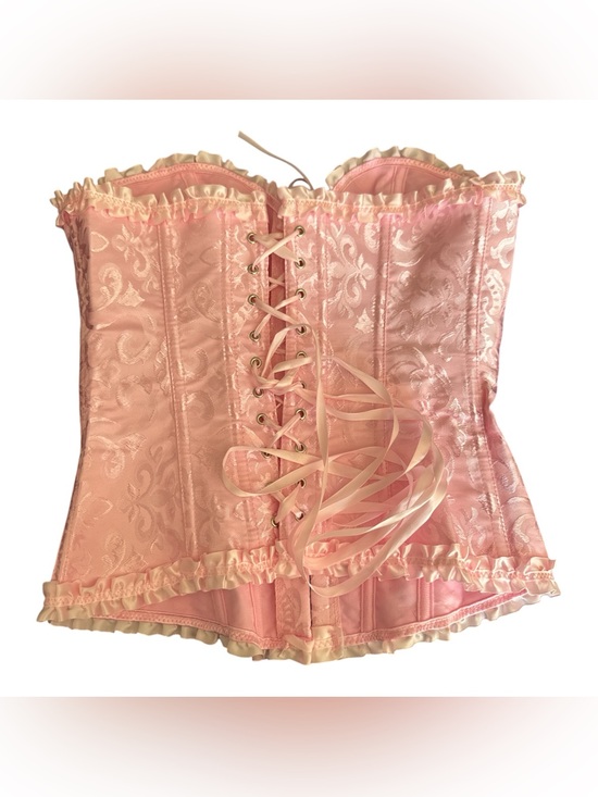 Other - Pink Lace-Up Satin Corset Bustier